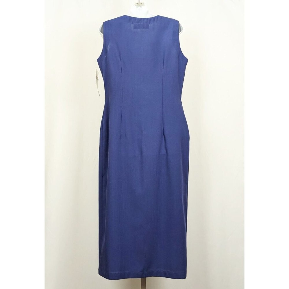 Vintage 90s Jumper Dress Blue Midi Length Preppy Demure Women's Size 10 New - Picture 3 of 8